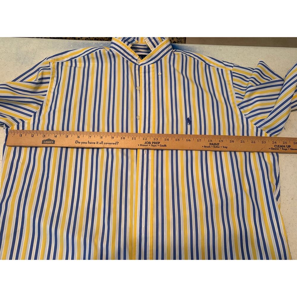 Ralph Lauren Upcycled Ruffle Collar Striped Button Down Shirt 15.5 32/33 - Picture 6 of 9